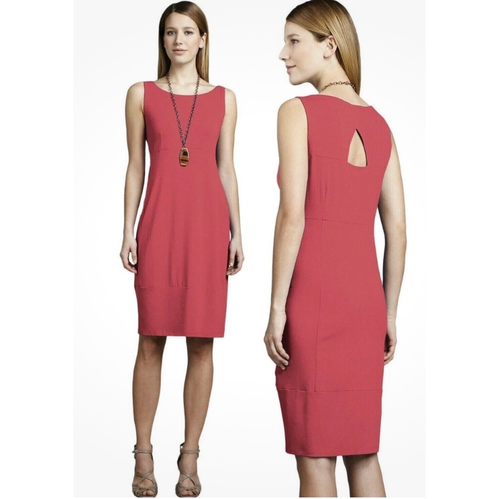 Eileen Fisher | Sz M | Viscose Jersey | Oval Cutout | Knee Length | Coral Rose